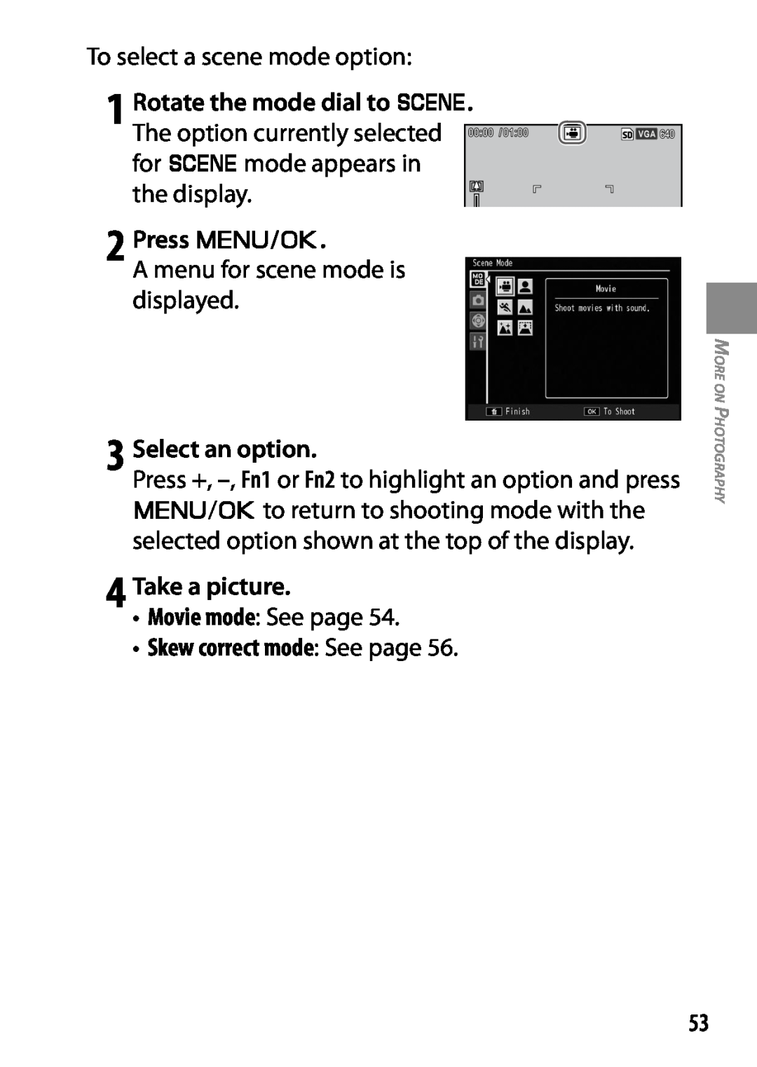 Ricoh 170553, GXR 1 Rotate the mode dial to, 2 Press C/D, 3 Select an option, Skew correct mode See page, 4 Take a picture 
